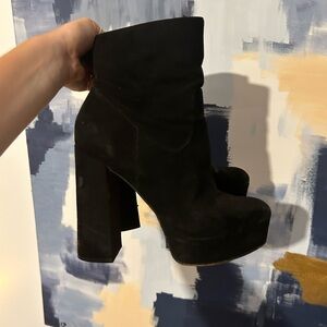 Free People Black Suede Platform Boots